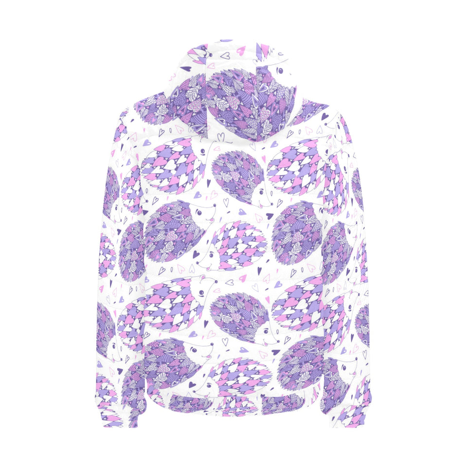 Hedgehog Pattern Print Design 05 Men's Padded Hooded Jacket