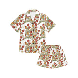 Red tulips and daffodils pattern Kids' Boys' Girls' V-Neck Short Pajama Set