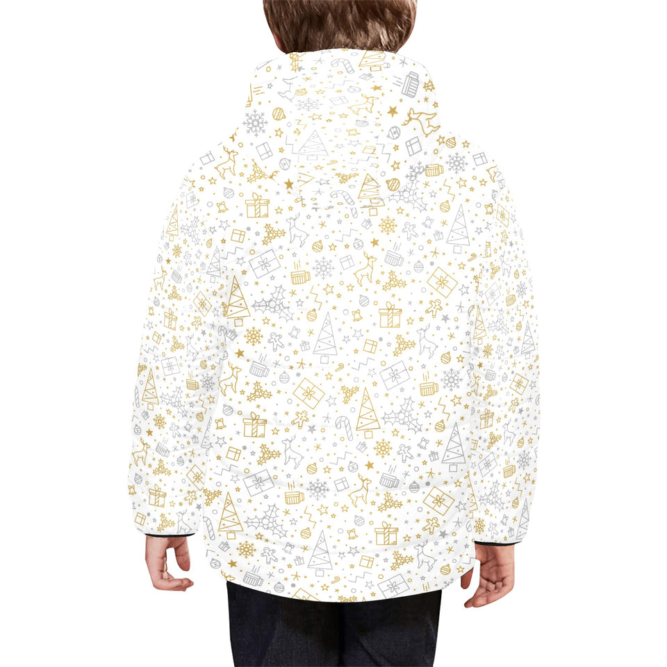 Christmas tree Christmas element Silver gold patte Kids' Boys' Girls' Padded Hooded Jacket