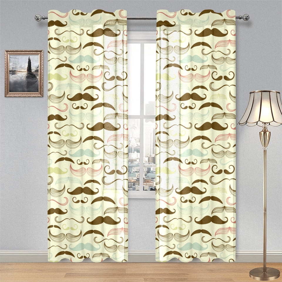 Mustache Beard Pattern Print Design 01 Gauze Curtain