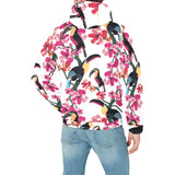 Toucan flower design pattern Men's Padded Hooded Jacket