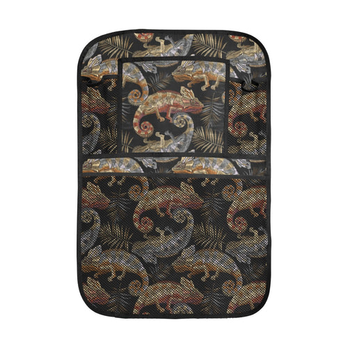 Chameleon lizard tropical leaves palm tree Car Seat Back Organizer