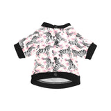 Zebra pink flower background All Over Print Pet Dog Round Neck Fuzzy Shirt