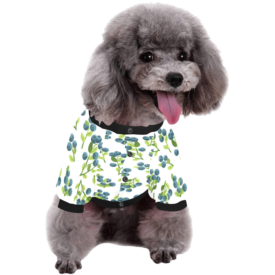 blueberry white background All Over Print Pet Dog Round Neck Fuzzy Shirt