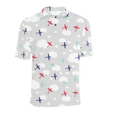 Airplane cloud grey background Men's All Over Print Polo Shirt