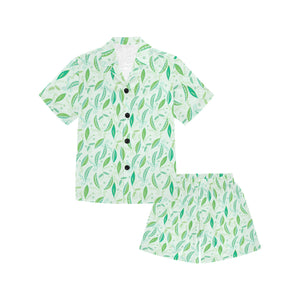 Green Peas Pattern Print Design 01 Kids' Boys' Girls' V-Neck Short Pajama Set