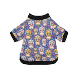 Sugar skull flower pattern All Over Print Pet Dog Round Neck Fuzzy Shirt