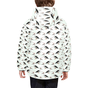 Pelican Pattern Print Design 02 Kids' Boys' Girls' Padded Hooded Jacket