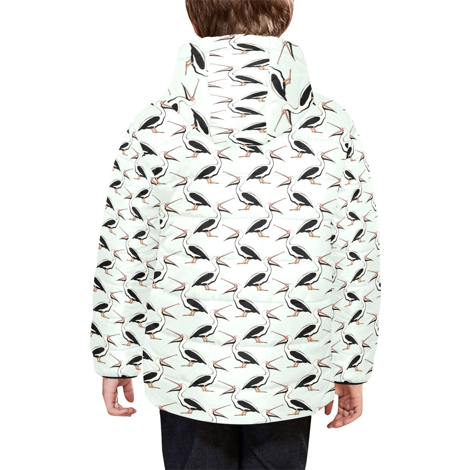 Pelican Pattern Print Design 02 Kids' Boys' Girls' Padded Hooded Jacket