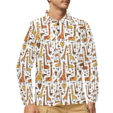Giraffe Pattern Print Design 04 Men's Long Sleeve Polo Shirt