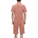 Gear Pattern Print Design 04 Men's V-Neck Short Pajama Set