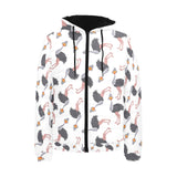 Ostrich Pattern Print Design 02 Men's Padded Hooded Jacket