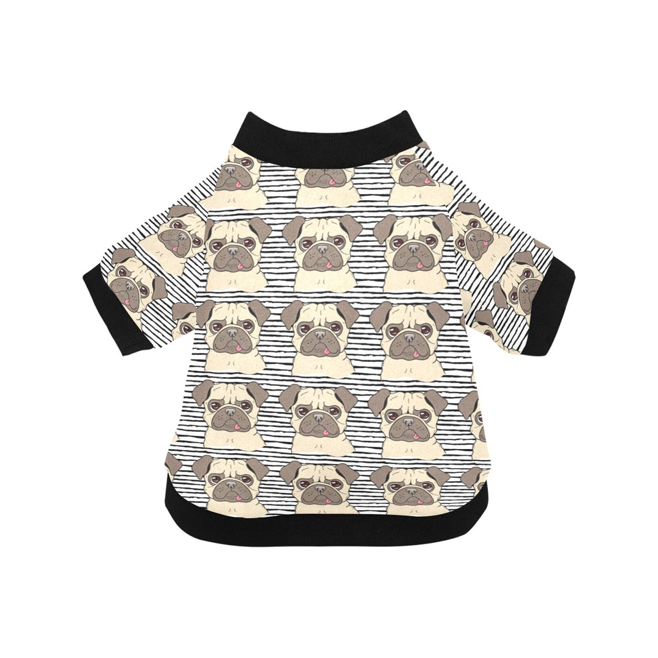 Happy pug pattern All Over Print Pet Dog Round Neck Fuzzy Shirt