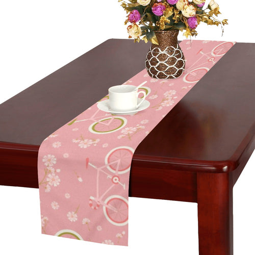 Bicycle Pattern Print Design 02 Table Runner
