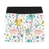 Cute elephants palm tree flower butterfly pattern Men's All Over Print Boxer Briefs Men's Underwear