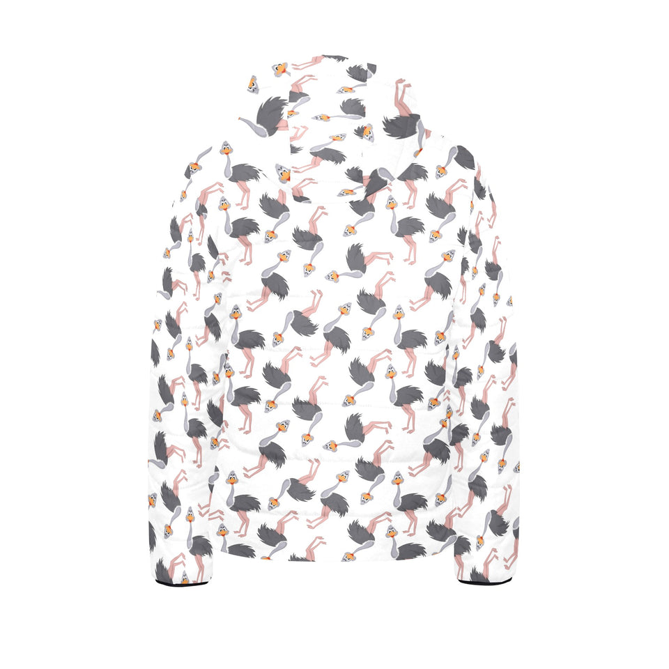 Ostrich Pattern Print Design 02 Kids' Boys' Girls' Padded Hooded Jacket