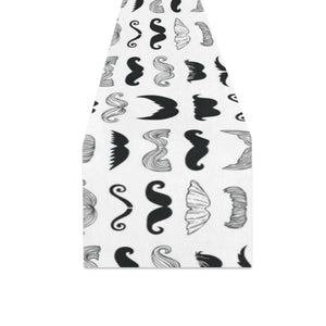 Mustache Beard Pattern Print Design 04 Table Runner