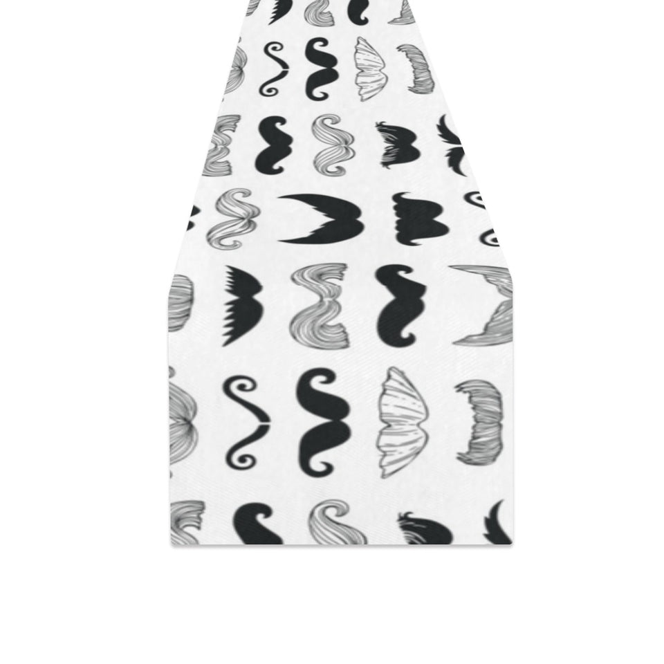 Mustache Beard Pattern Print Design 04 Table Runner
