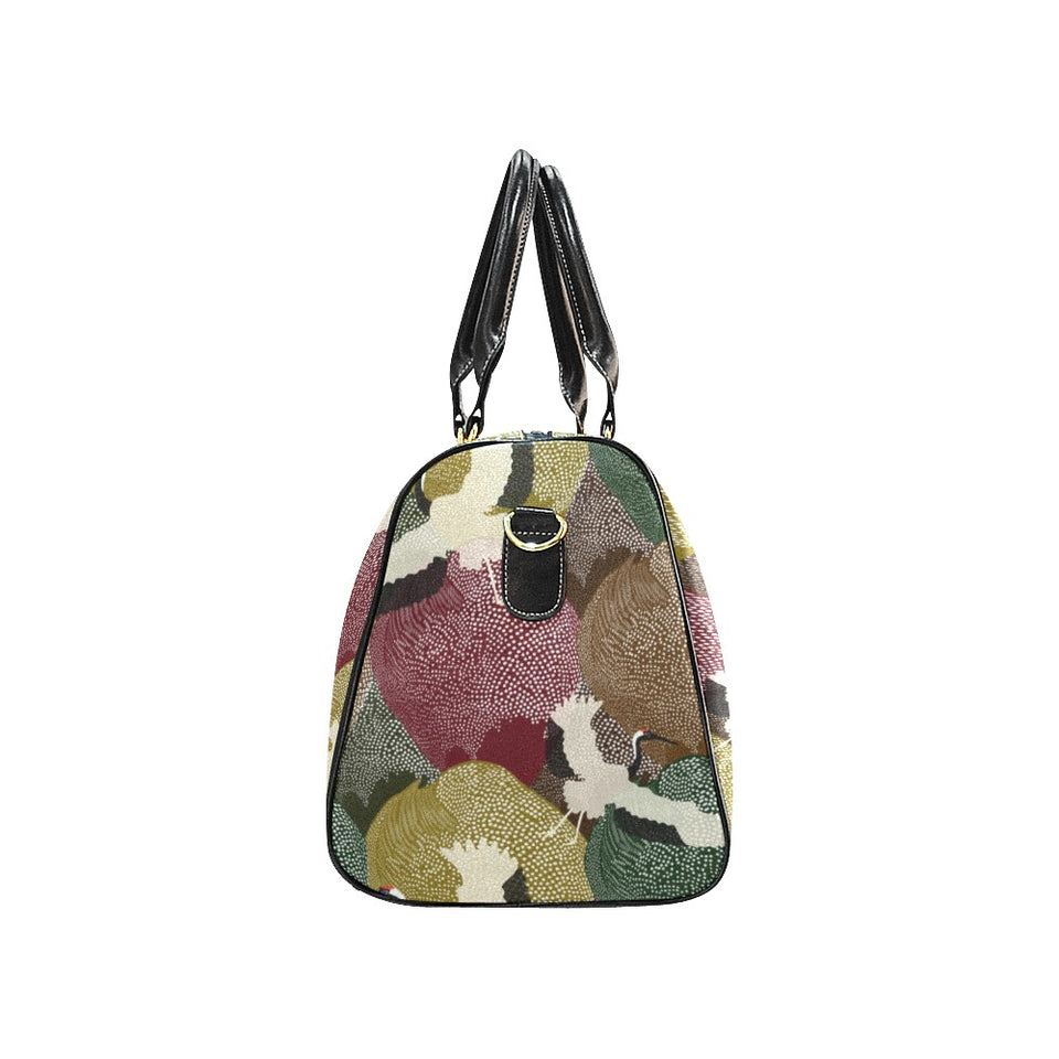 Japanese cranes flying forest dot pattern Travel Bag