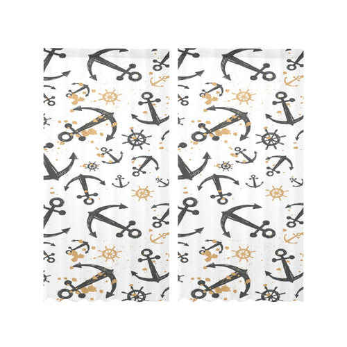 Anchors Rudders pattern Gauze Curtain