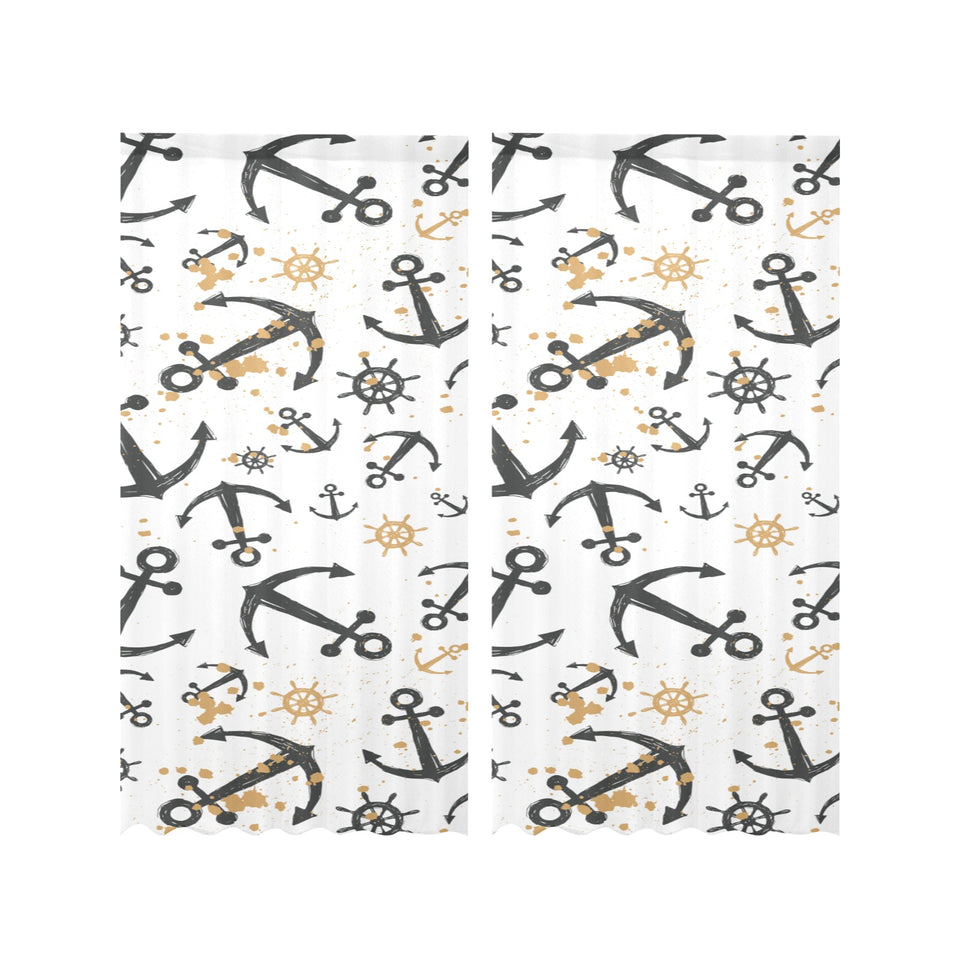 Anchors Rudders pattern Gauze Curtain