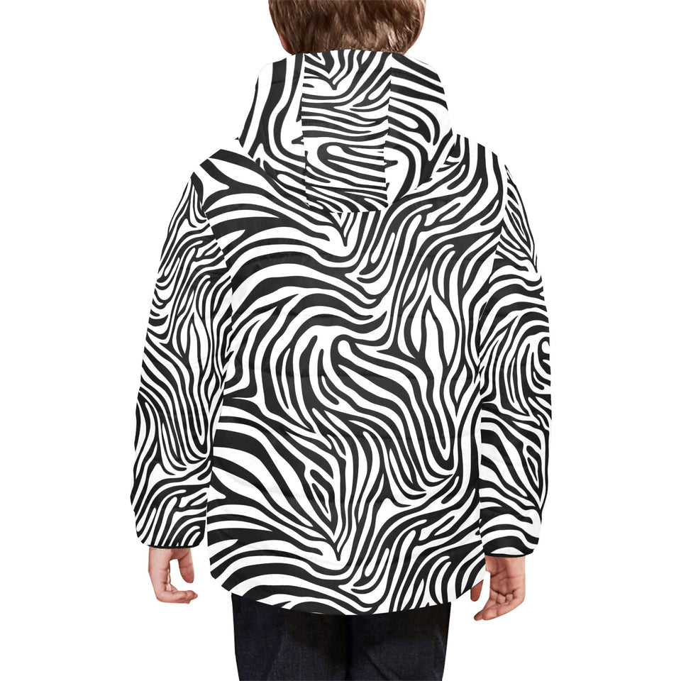 Zebra skin pattern Kids' Boys' Girls' Padded Hooded Jacket