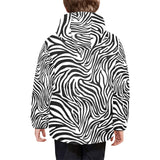 Zebra skin pattern Kids' Boys' Girls' Padded Hooded Jacket