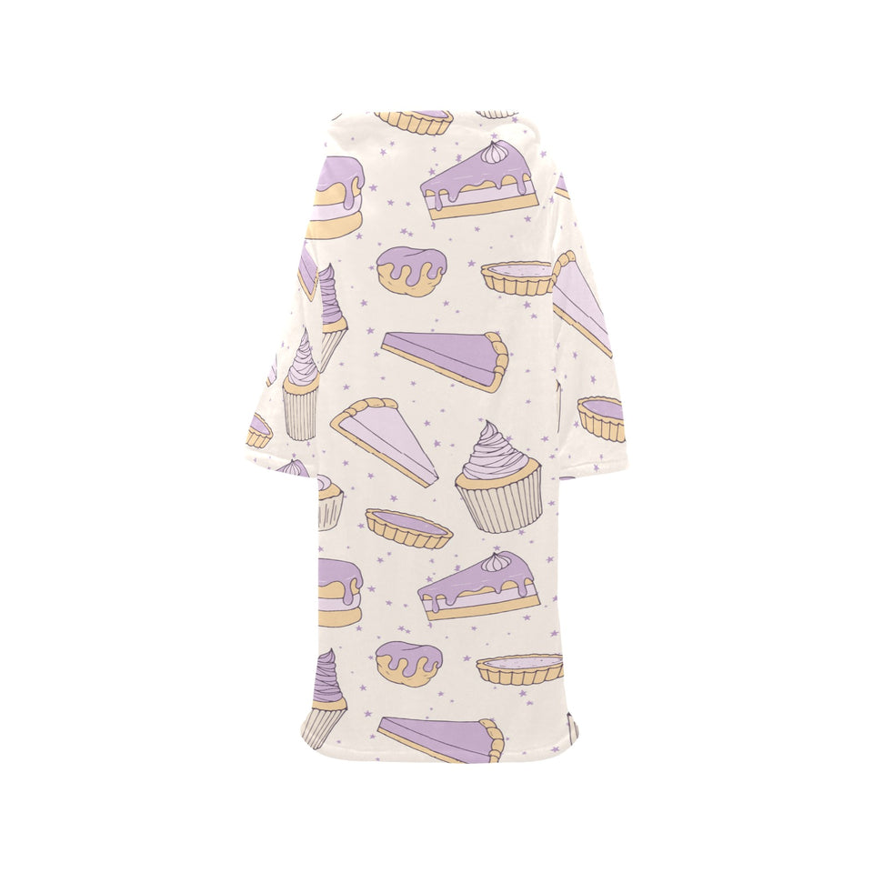 Cakes pies tarts muffins and eclairs purple bluebe Blanket Robe with Sleeves
