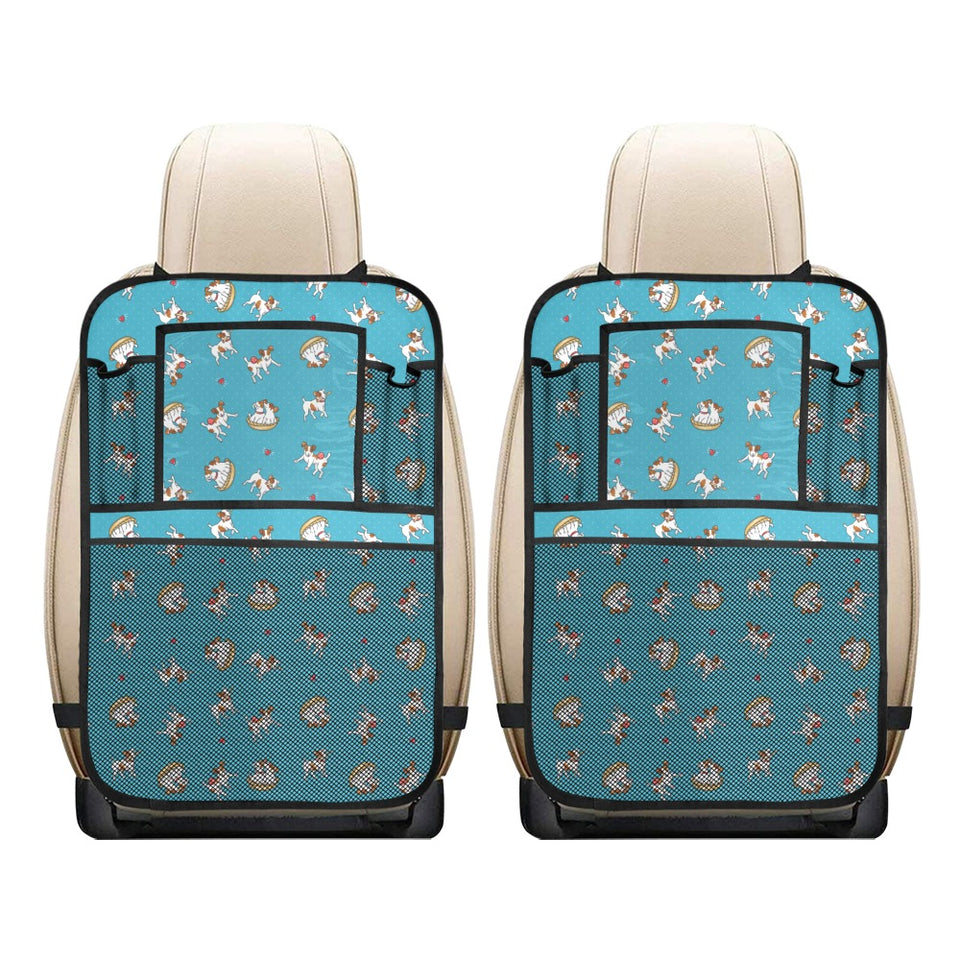 Jack Russel Pattern Print Design 03 Car Seat Back Organizer