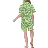 Canabis Marijuana Weed Pattern Print Design 01 Kids' Boys' Girls' V-Neck Short Pajama Set