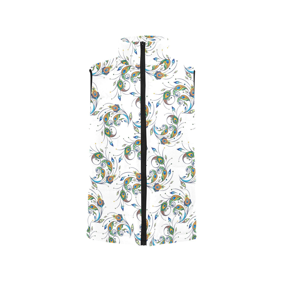 Peacock feather pattern Women's Padded Vest