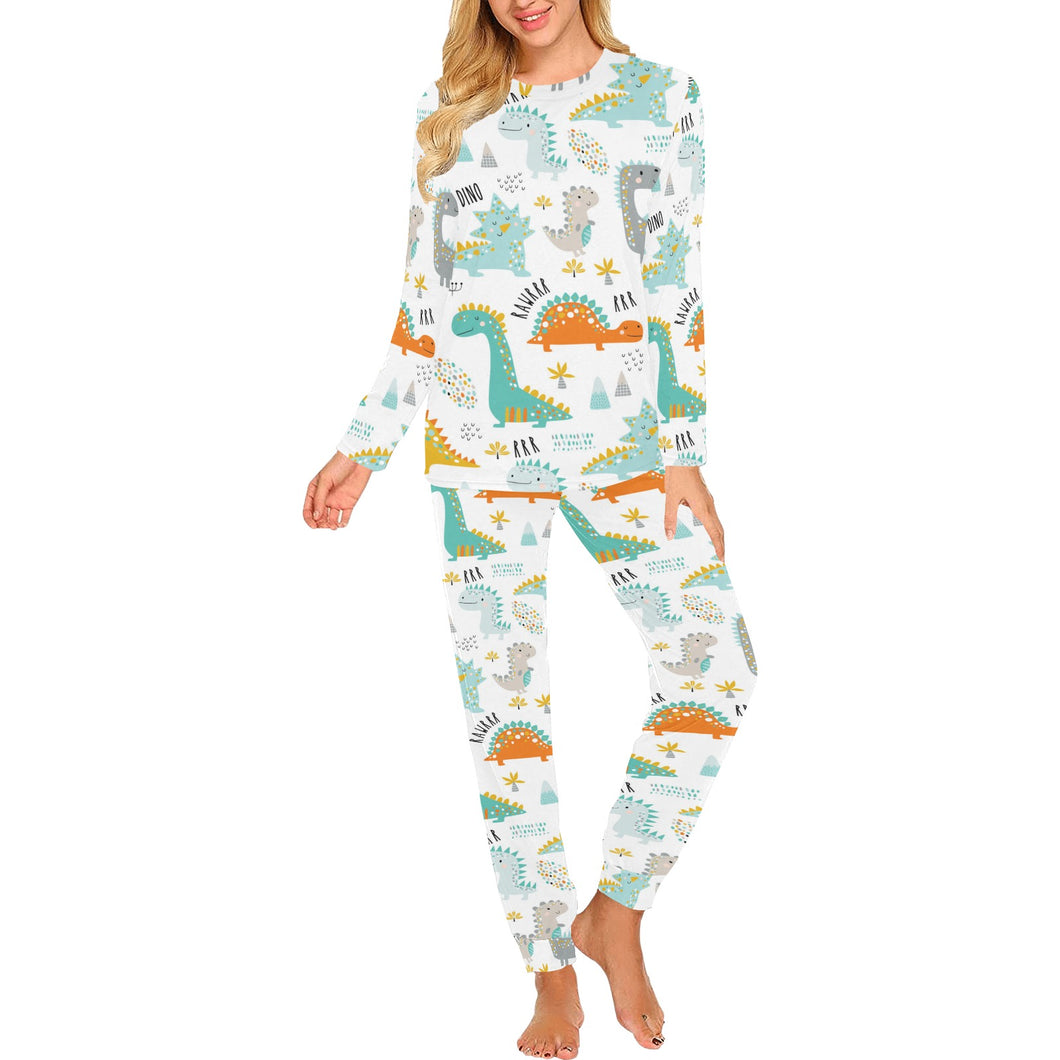 Cute funny kids dinosaurs pattern Women's All Over Print Pajama Set