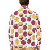 Passion fruit design pattern Men's Long Sleeve Polo Shirt