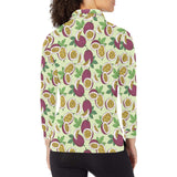 Paassion fruit pattern Women's Long Sleeve Polo Shirt