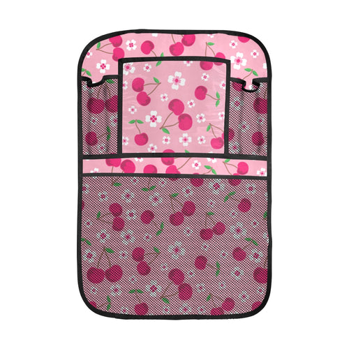 cherry flower pattern pink background Car Seat Back Organizer
