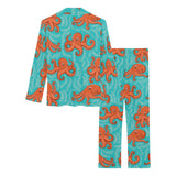 Octopus turquoise background Women's Long Pajama Set