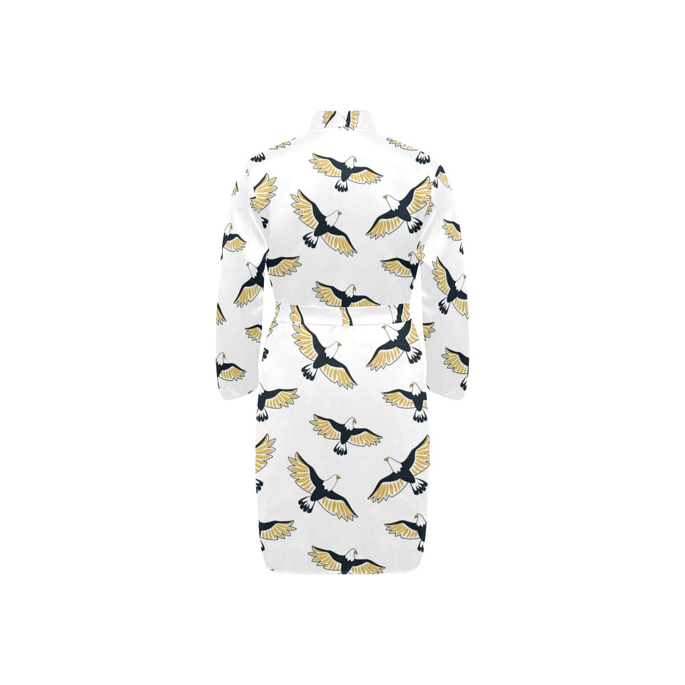 Eagle Pattern Print Design 03 Men's Long Sleeve Belted Night Robe