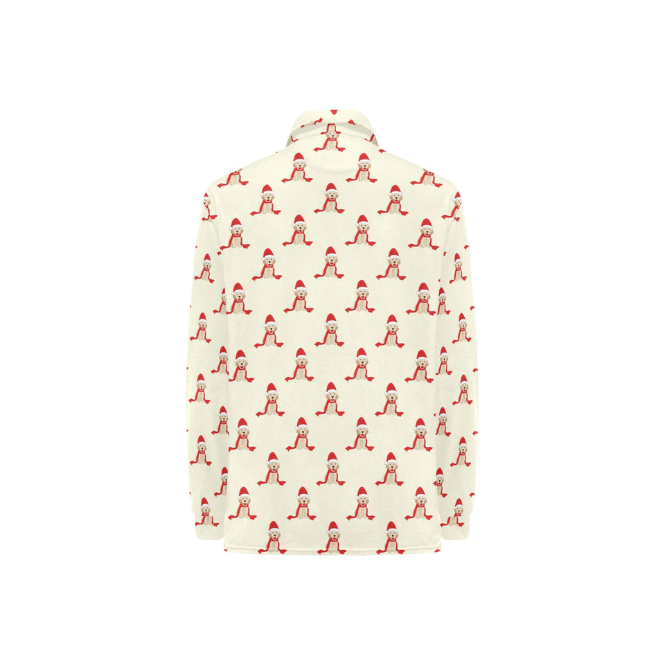 Golden Retriever Pattern Print Design 01 Women's Long Sleeve Polo Shirt