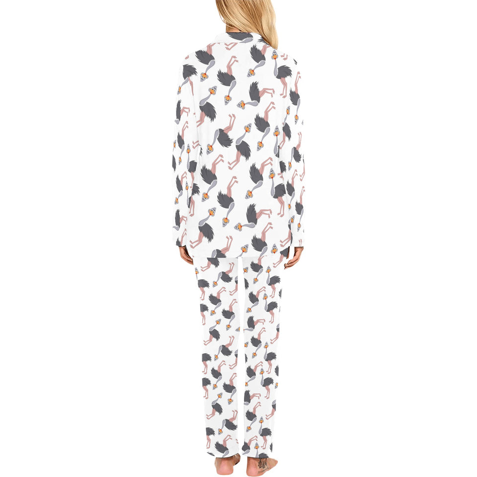 Ostrich Pattern Print Design 02 Women's Long Pajama Set