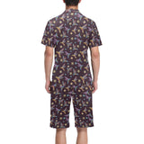 Hummingbird Pattern Print Design 04 Men's V-Neck Short Pajama Set