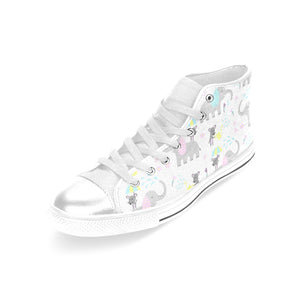 Cute elephant mouse pattern Women's High Top Canvas Shoes White