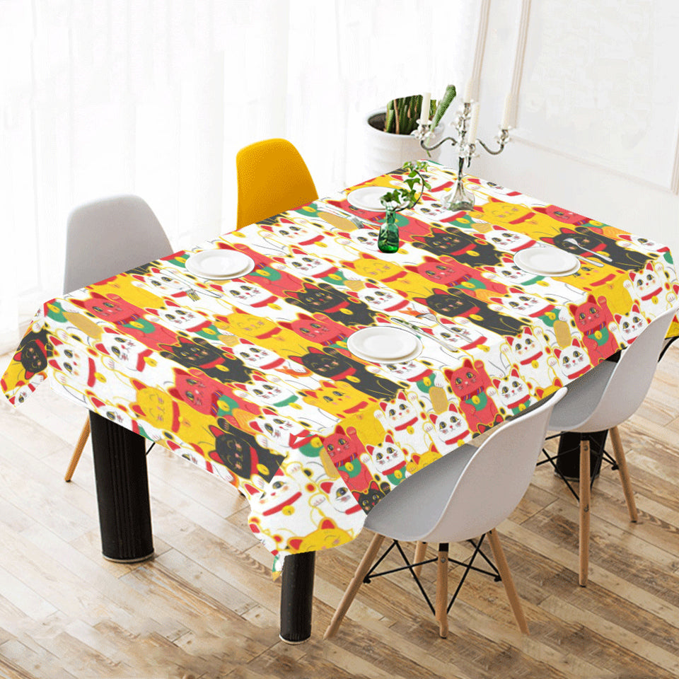 Colorful Maneki neko cat pattern Tablecloth