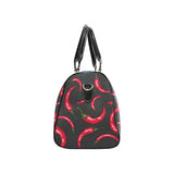 Chili peppers pattern black background Travel Bag