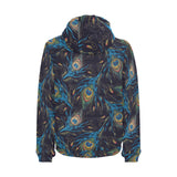 Beautiful peacock feather pattern Men's Padded Hooded Jacket