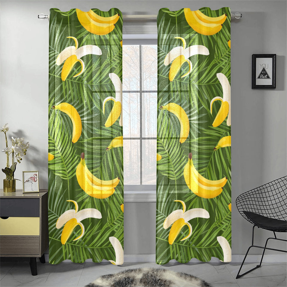 Banana Palm Leaves pattern Gauze Curtain