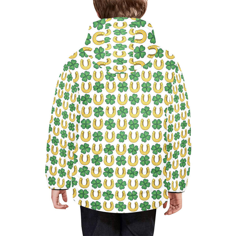 Horseshoes Pattern Print Design 04 Kids' Boys' Girls' Padded Hooded Jacket