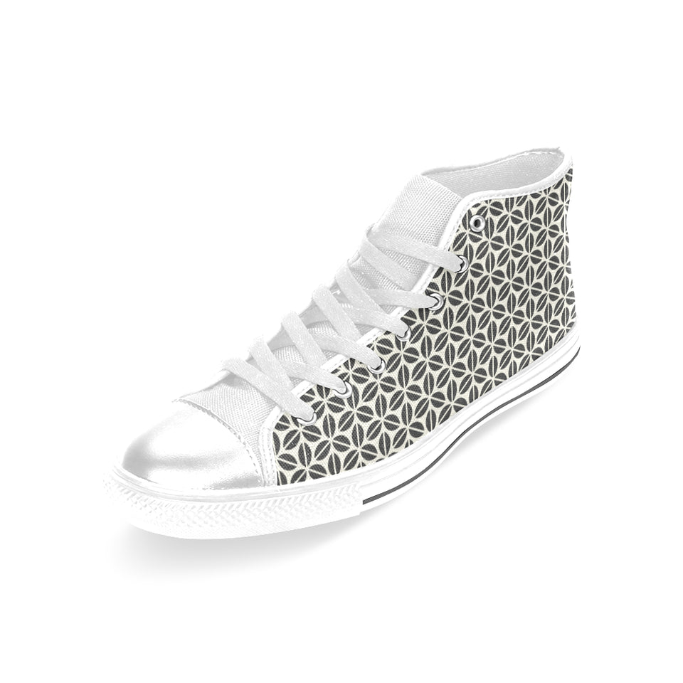 Coffee bean abstract modern pattern Women's High Top Canvas Shoes White