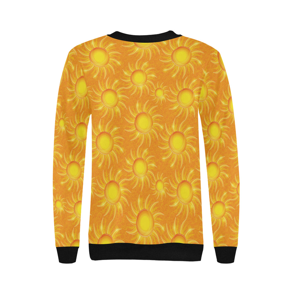 Sun orange background Women's Crew Neck Sweatshirt