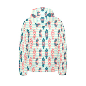 Surfboard Pattern Print Design 02 Kids' Boys' Girls' Padded Hooded Jacket