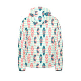 Surfboard Pattern Print Design 02 Kids' Boys' Girls' Padded Hooded Jacket